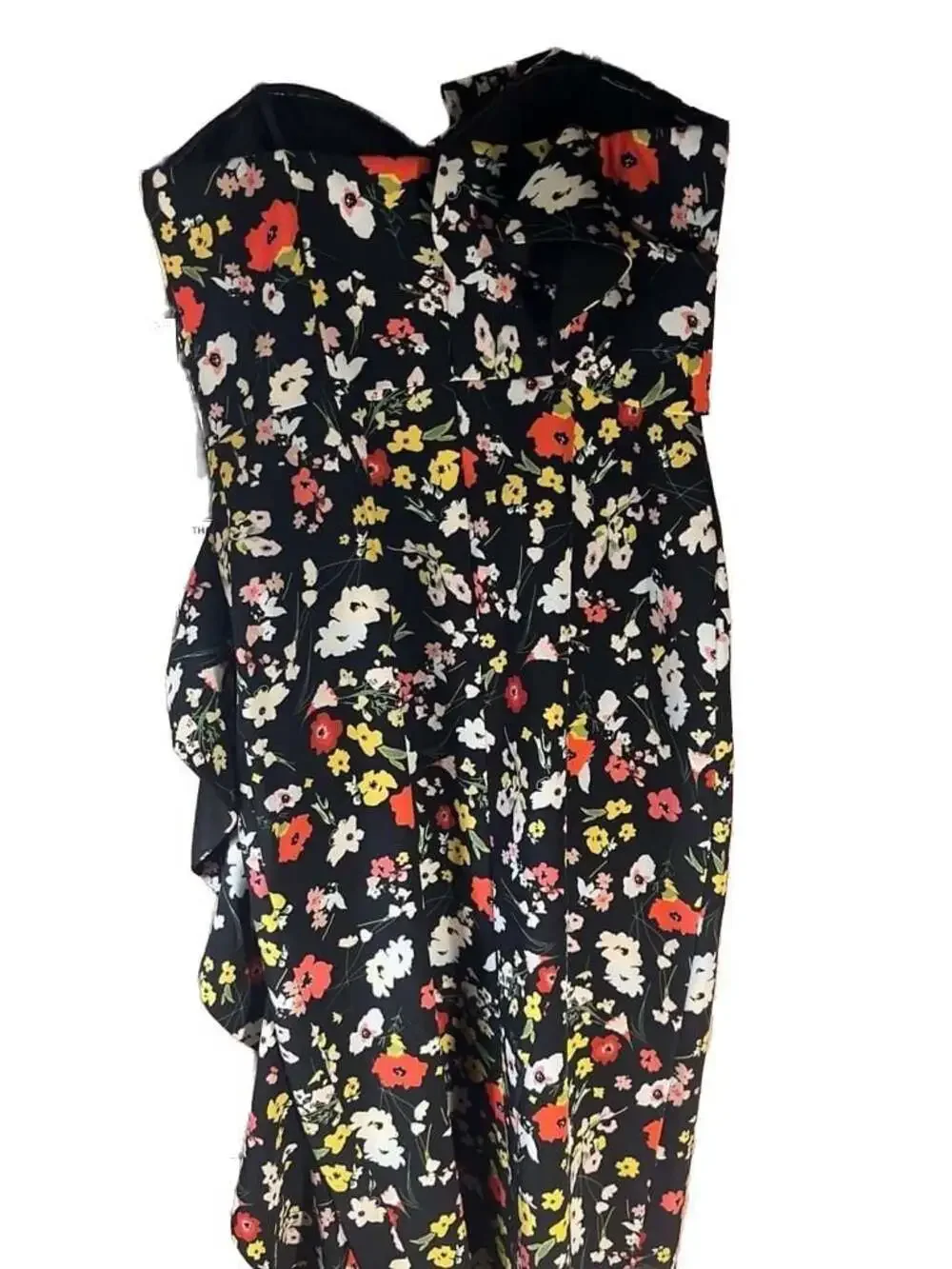Aidan Mattox Strapless Printed Crepe Midi Dress with Ruffle Detail - Picture 6 of 8